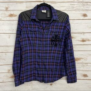 Harley Davidson Women’s Plaid Faux Leather Shirt